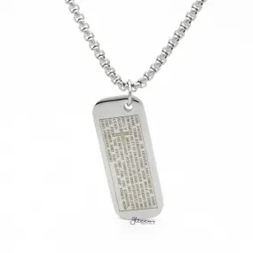 Stainless Steel Our Father Prayer Tag Pendant