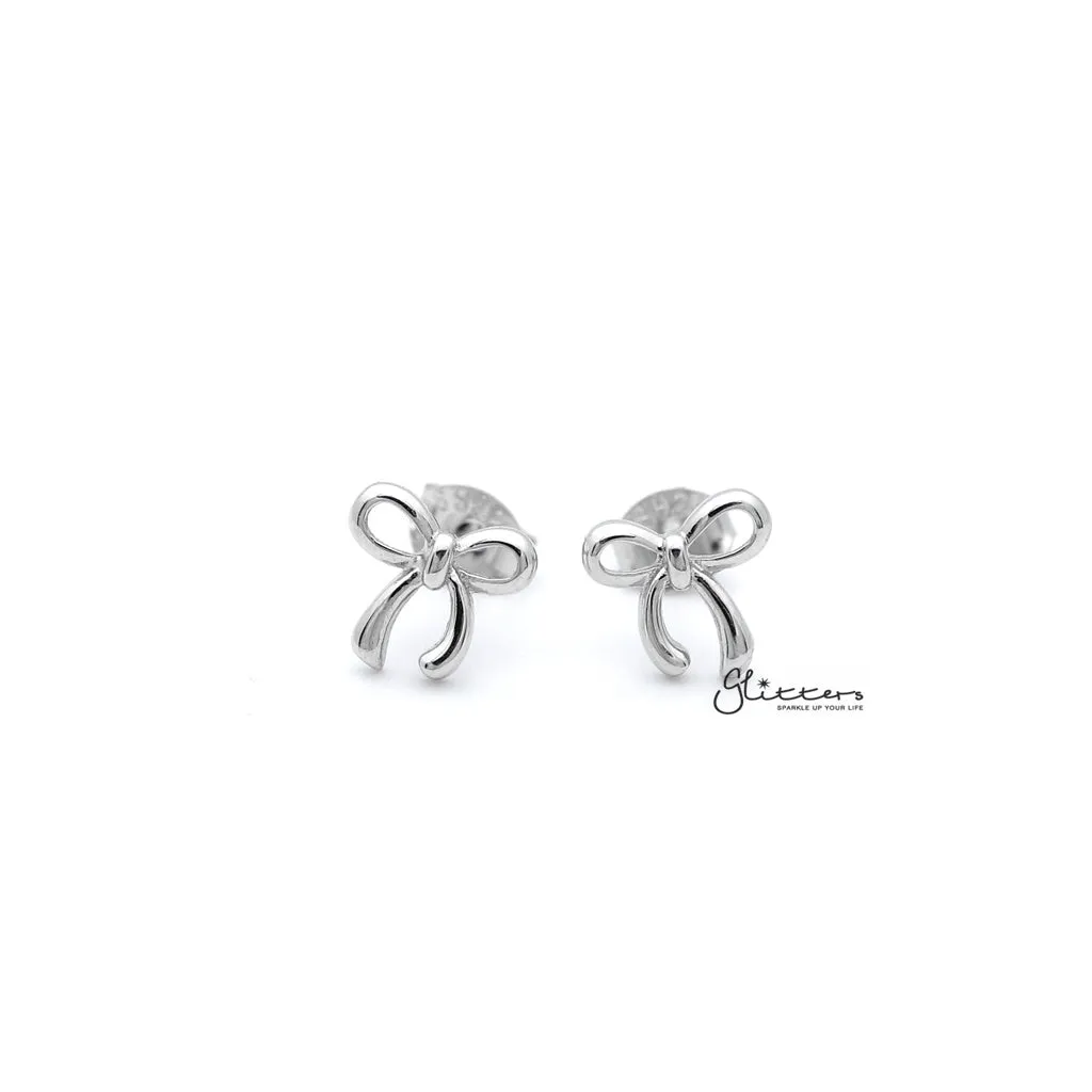 Sterling Silver Bow Women's Stud Earrings