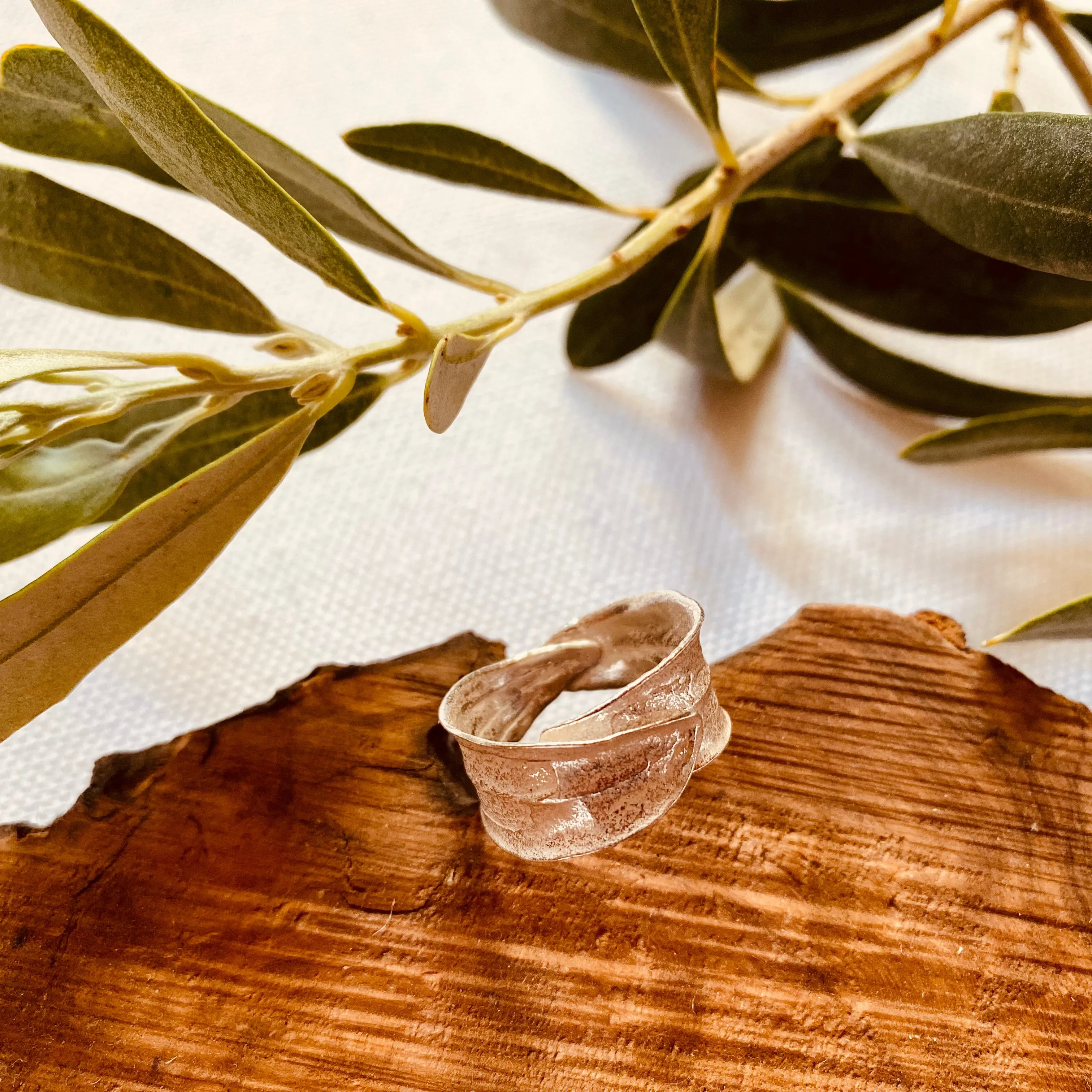 Sterling Silver Ring - Double Wrapped Olive Leaf