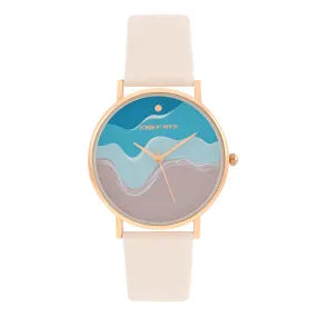 Summer Wave Beige PU Strap Watch