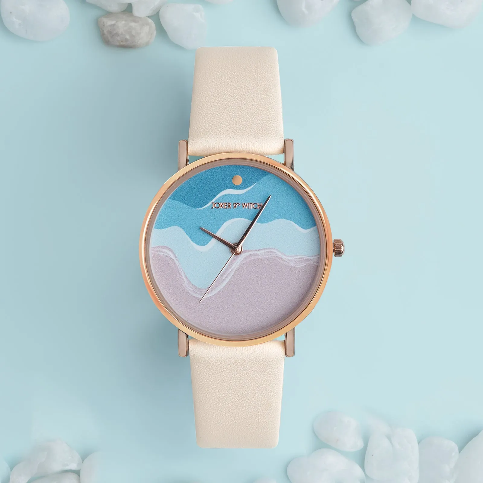 Summer Wave Beige PU Strap Watch