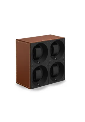 SwissKubiK Quattro Masterbox Tan Leather Watch Winder