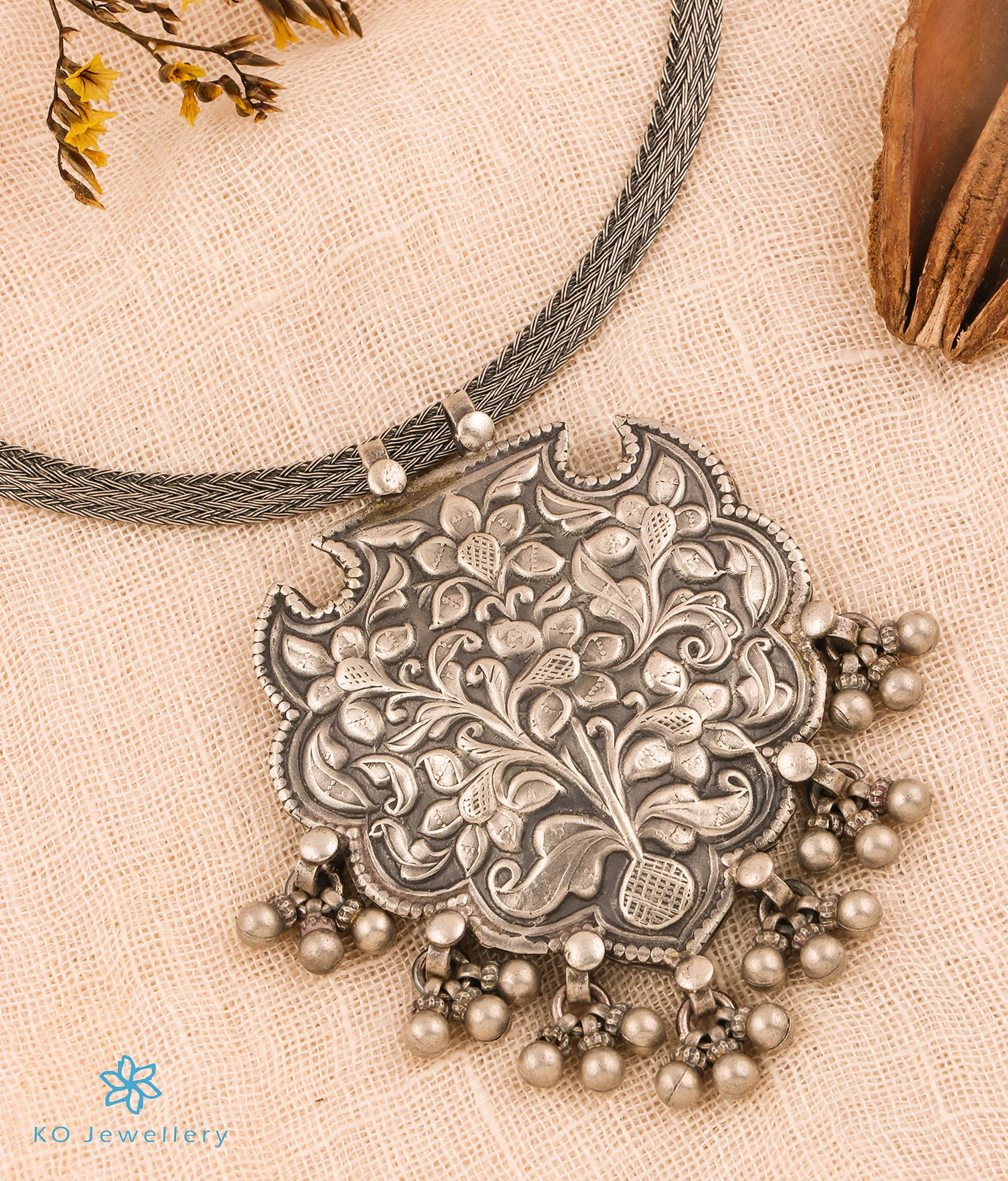 The Malvika Silver Antique Pendant