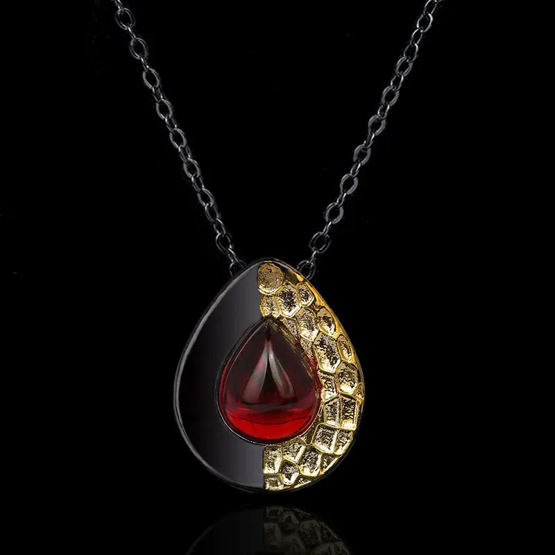 Water Drop Shape Gemstone Pendant Necklace