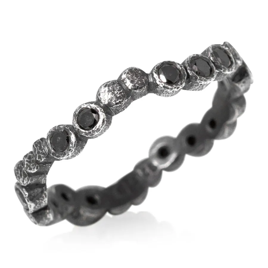 Wavy Pebbles Black Diamonds Band