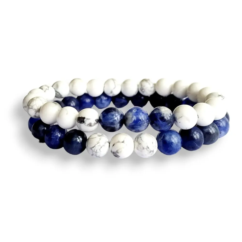 White Howlite and Sodalite Bracelet Set