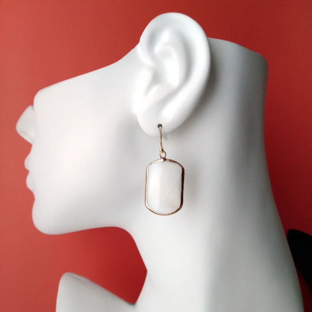 White Mother of Pearl Single Drop Earrings