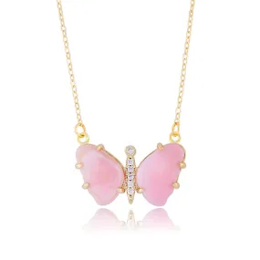 Yelly Butterfly Gemstone Necklace