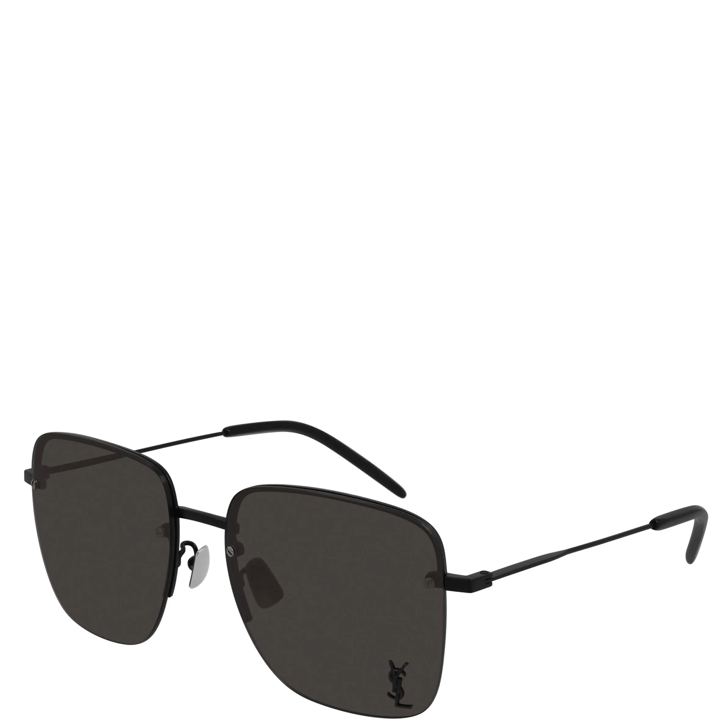 YSL SL312M Logo Lens Frameless Aviator, Black